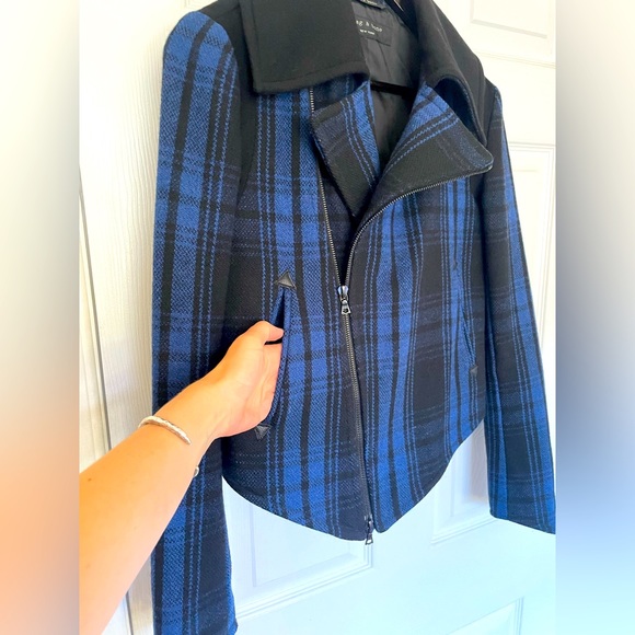 rag & bone NY Checkered Wool Bomber Coat Sz 2 - Picture 2 of 12